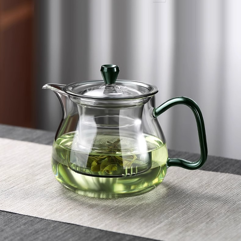 玻璃茶壶泡茶家用耐高温加厚过滤泡茶器花茶壶小号简约红茶具套装