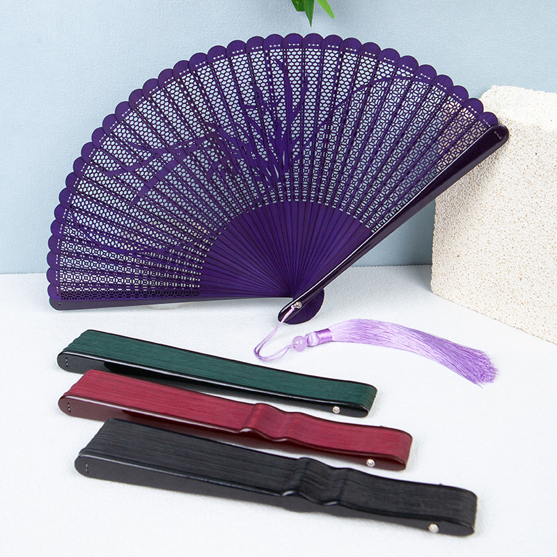丝艺堂中国风全竹尺寸镂空古风折扇女扇古典汉服旗袍舞蹈随身用扇