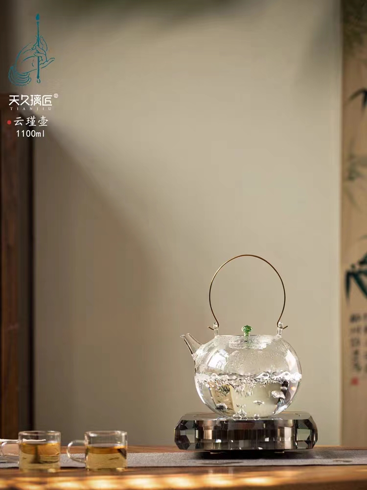 铜提梁把手高硼硅耐热玻璃电陶炉专用大容量家用烧水煮水煮茶壶