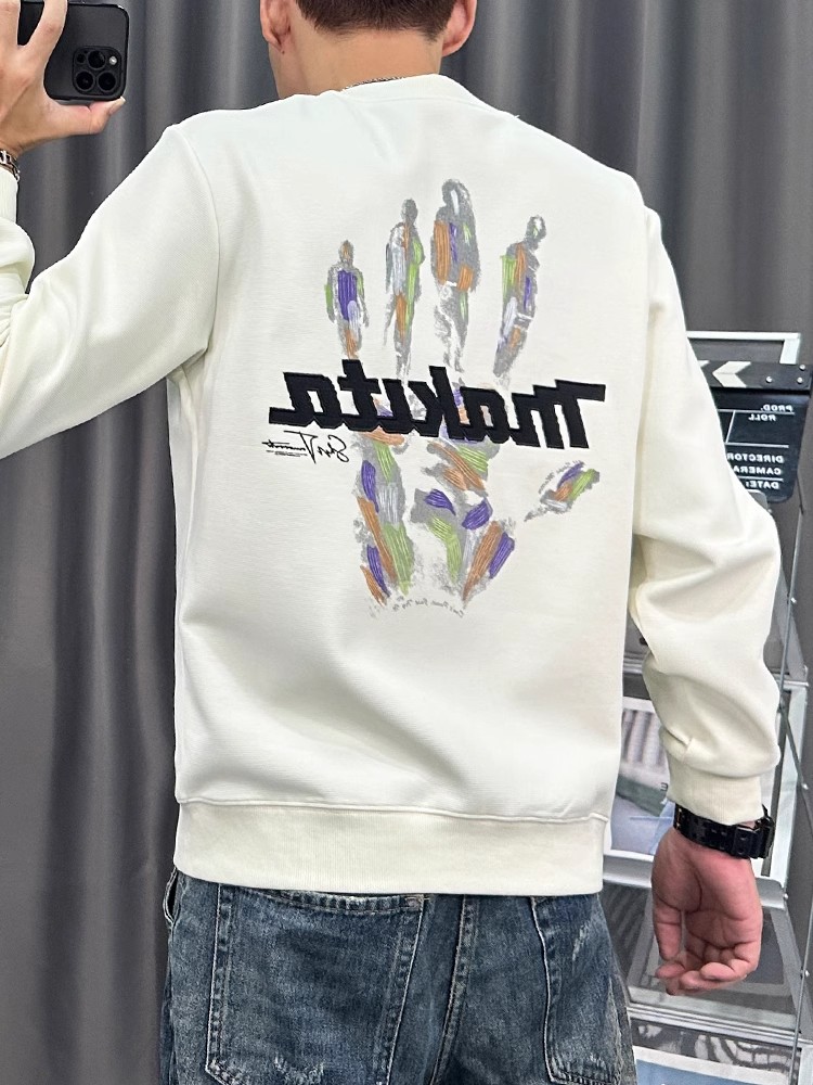 秋冬季新款卫衣男潮牌网红潮流青年修身字母印花圆领套头长袖上衣