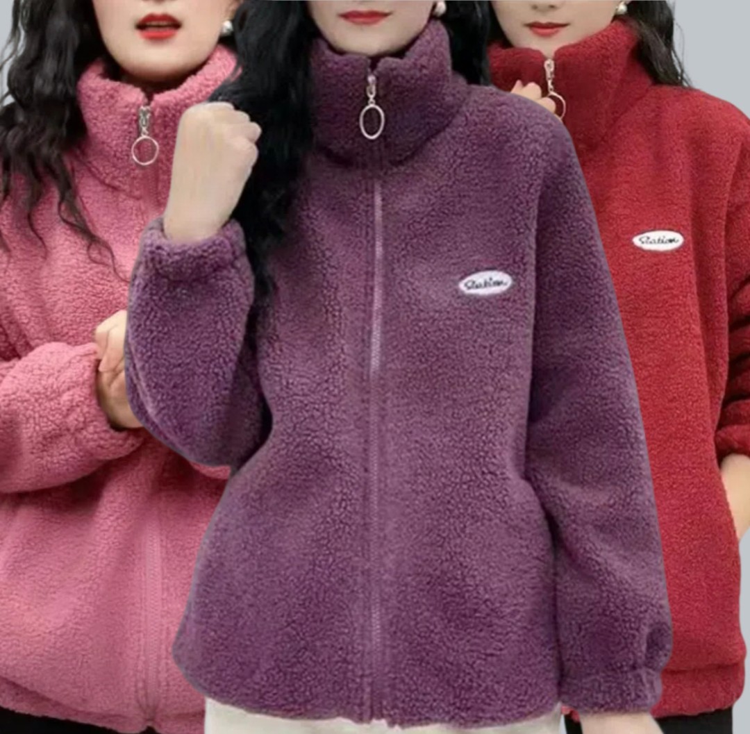 妈妈冬颗粒绒外套女新款摇粒绒中老年人秋冬加绒加厚棉衣棉袄2