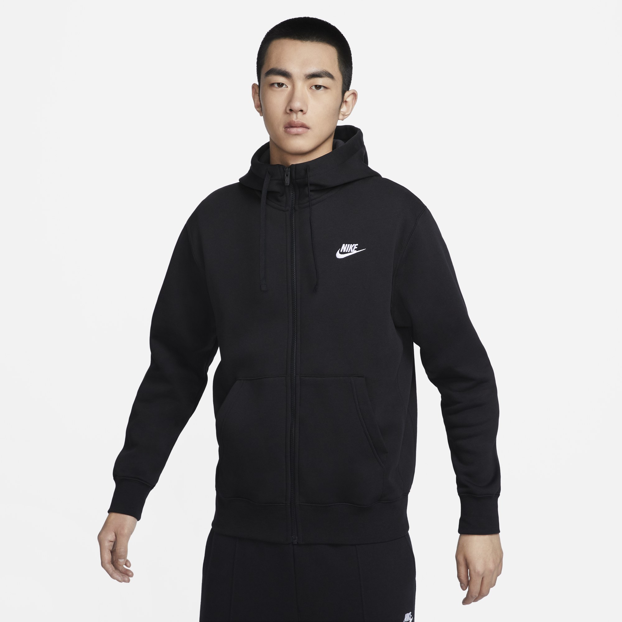 Nike耐克男加绒连帽衫冬季卫衣针织易穿脱柔软舒适简约BV2646-010