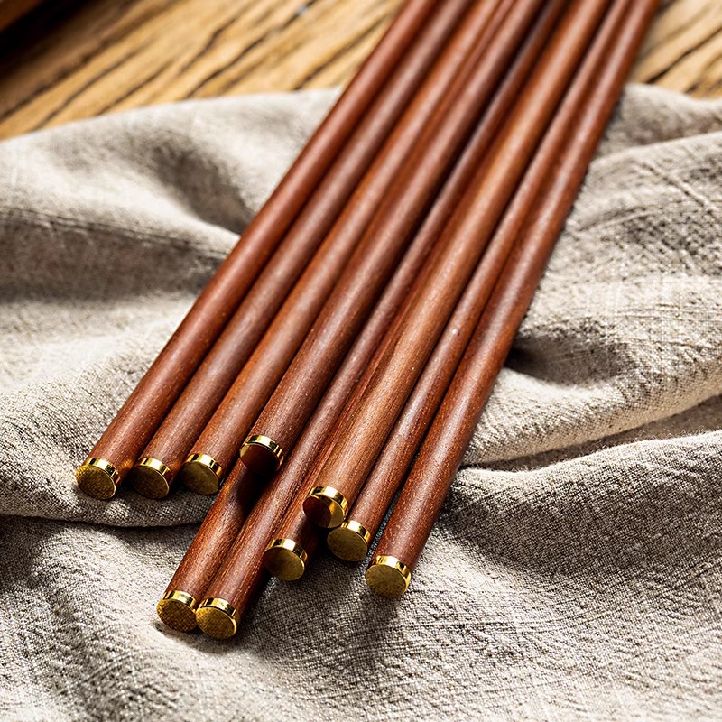 创意中式复古鸡翅木筷子家用高档红檀木筷火锅加长筷防滑一人一筷
