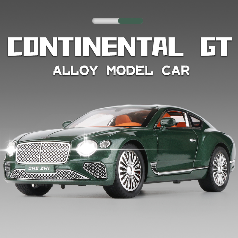 宾利欧陆GT跑车模型1:24仿真汽车模型男孩玩具车收藏摆件合金车模