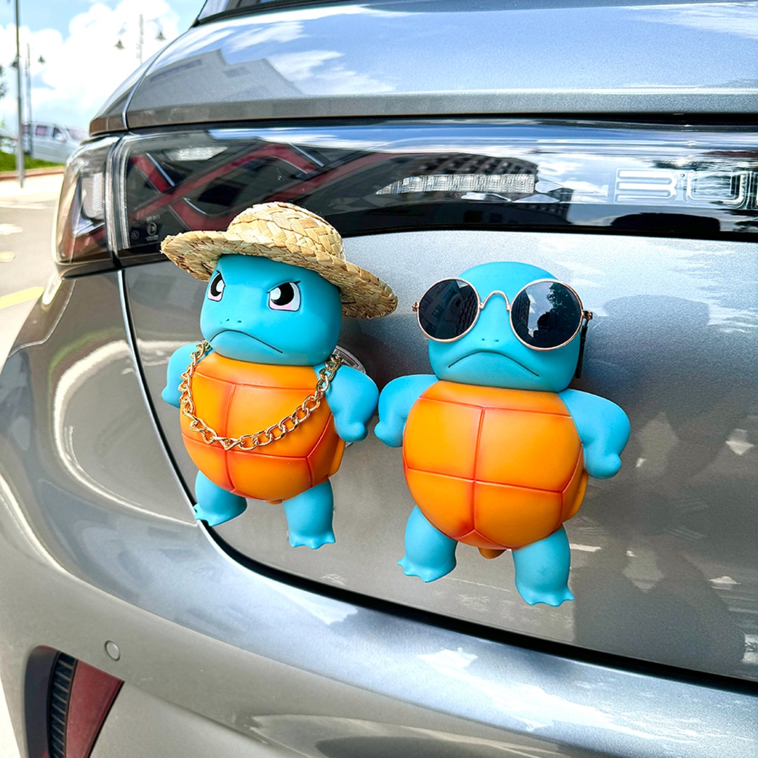 汽车装饰车载站姿傲娇杰尼龟创意车顶搪胶杰尼龟车尾公仔挂件