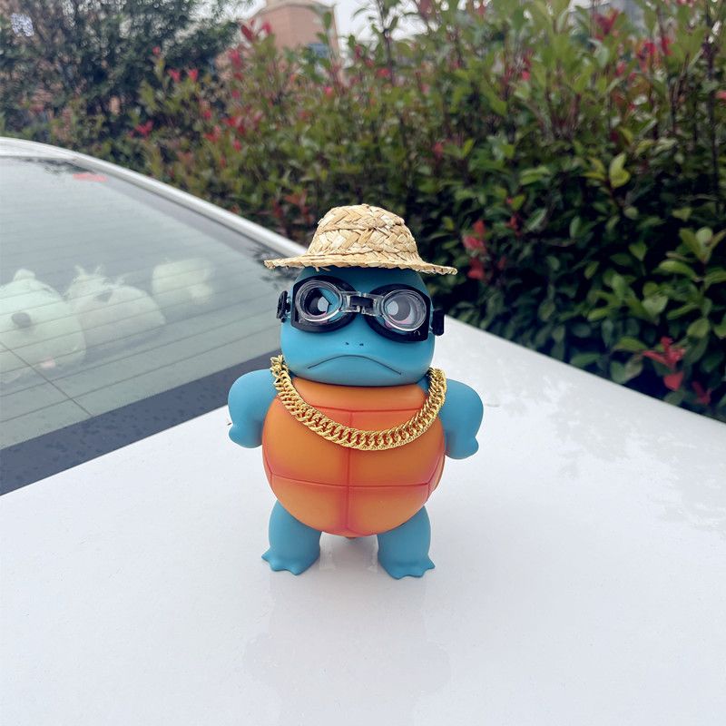 车载豪华傲娇杰尼龟创意汽车装饰车顶超萌杰尼龟车尾改装公仔挂件