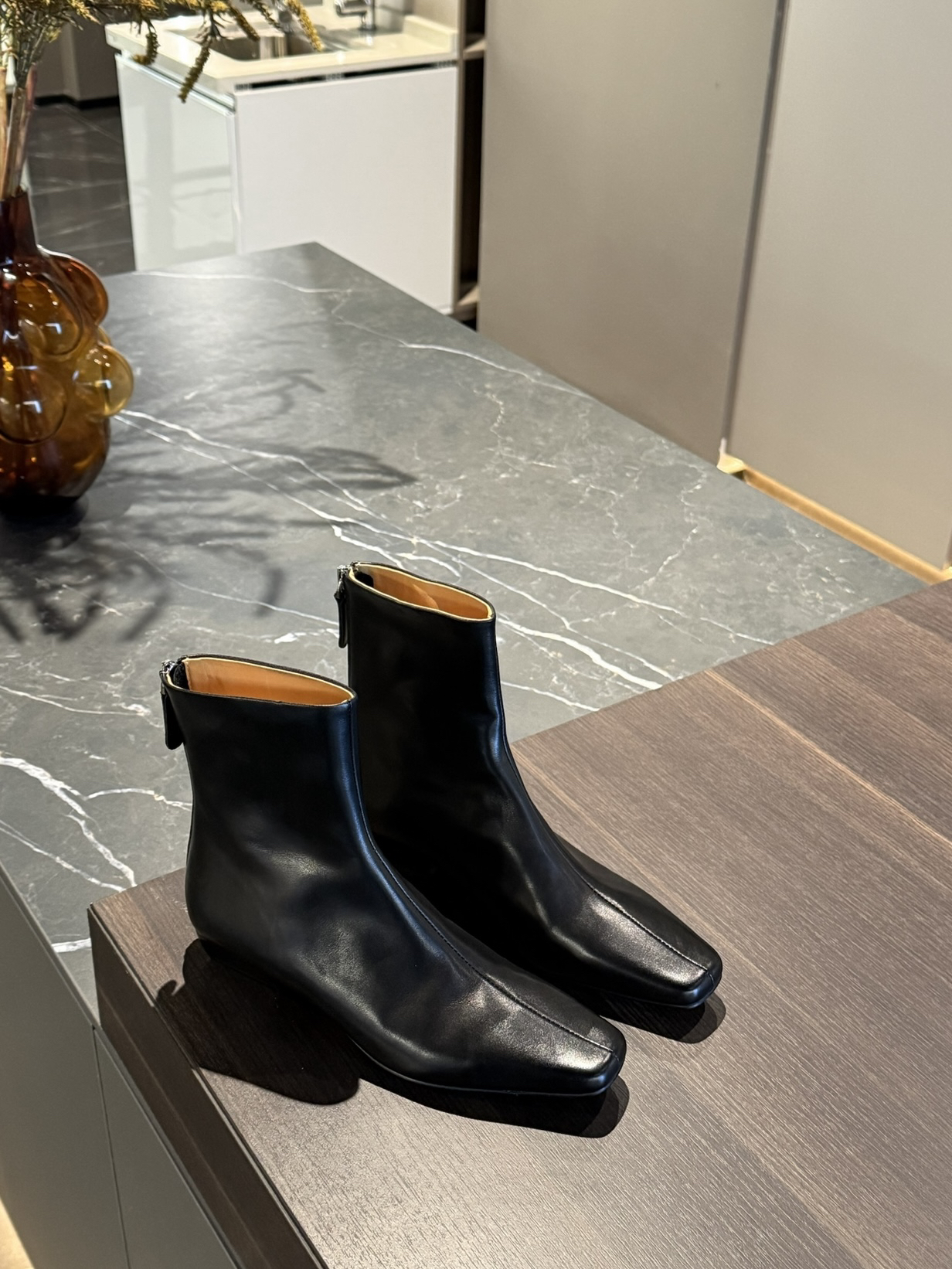 拿捏气质｜低跟踝靴瘦瘦靴方头 真皮粗跟后拉链时装秋冬短靴大码