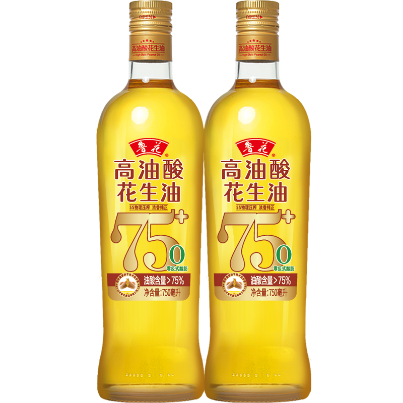 鲁花高油酸花生油750ml炒菜烹饪家用食用油瓶装粮油
