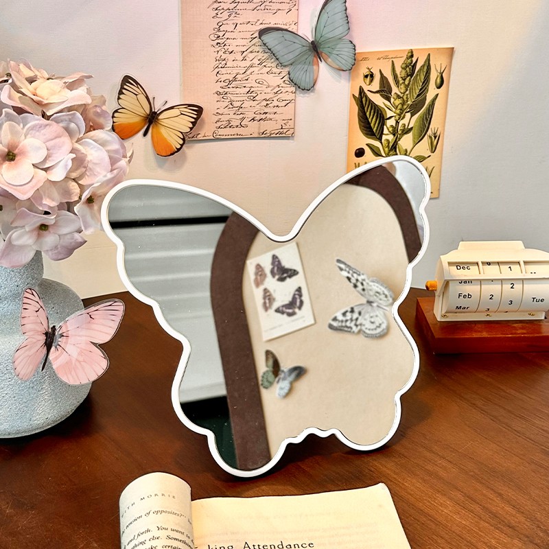 蝴蝶化妆镜高颜值摆拍镜卧室网红拍照神器镜子学生桌面可立美妆镜