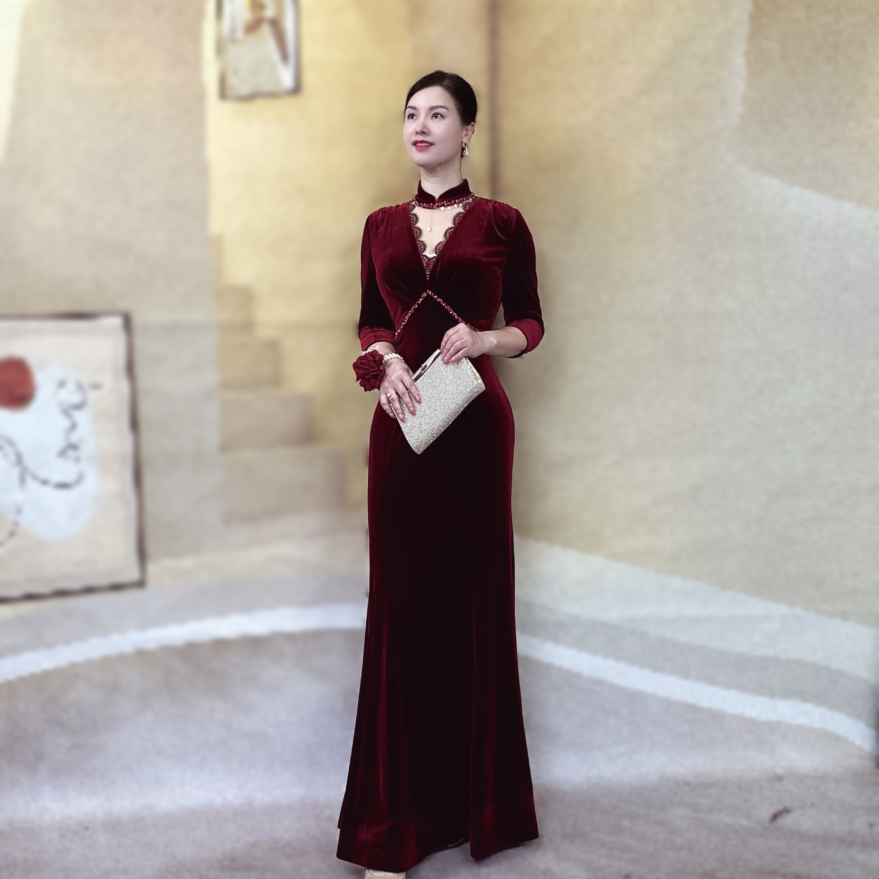 喜妃琳0069喜婆婆喜妈妈高端礼服贵气高雅中国风旗袍改良显瘦收腹