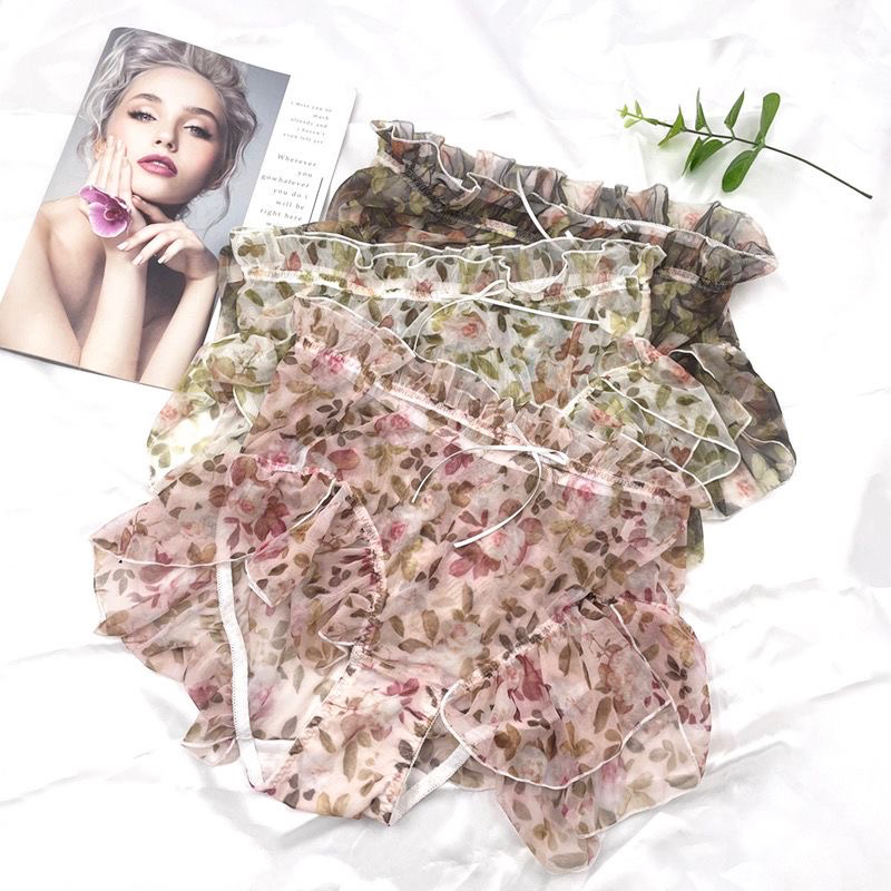 新款日系外贸胖mm大码内裤少女甜美个性仙仙花朵舒适中腰包臀特辣