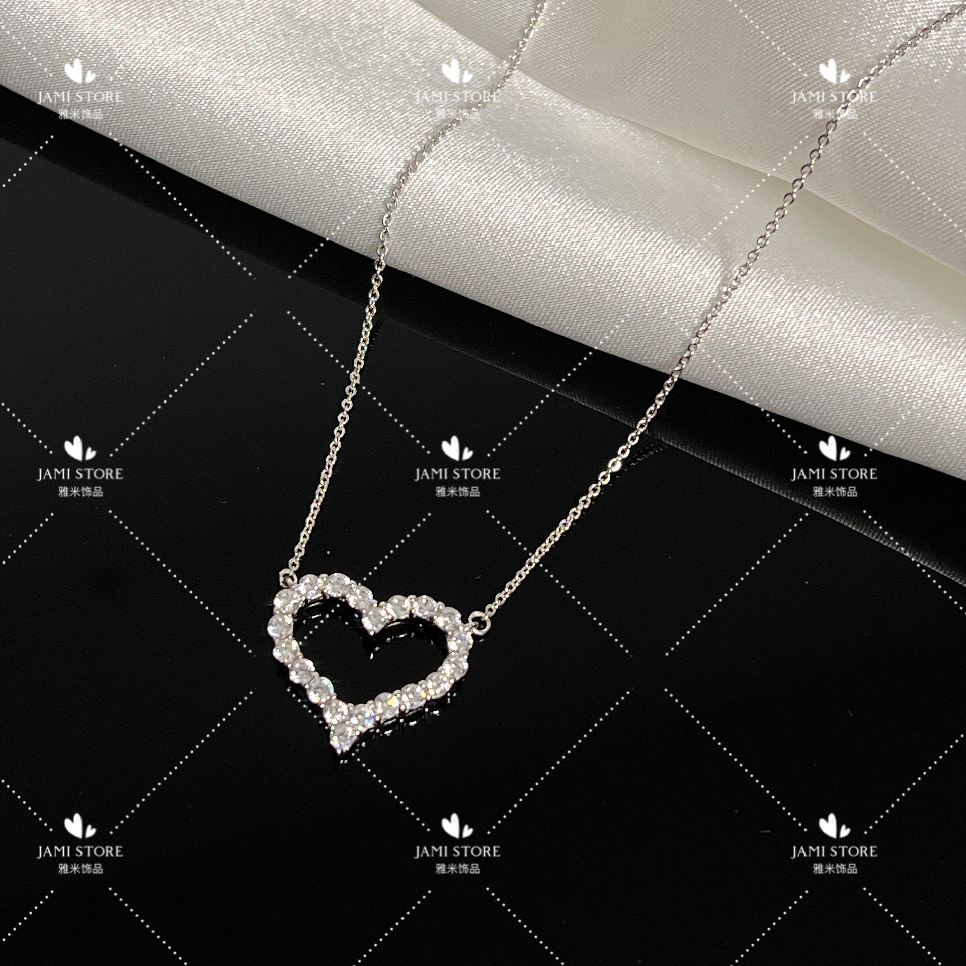925银莫桑石 Jami 爱心项链小众设计百搭气质精致ins简约