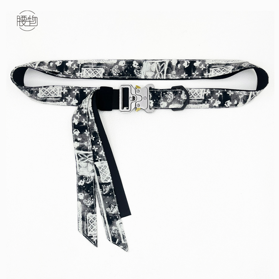 嘻哈腰果花布裤腰带女小众设计装饰飘带皮带男潮流年轻人腰封外穿