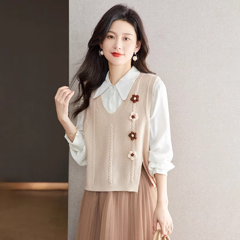 针织小马甲女背心早秋2024年新款V领毛线小香风马夹坎肩外套春季
