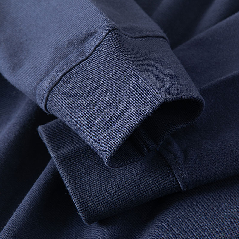 藏青色300g重磅纯棉长袖T恤男净版宽松大码厚实不透纯棉打底衫