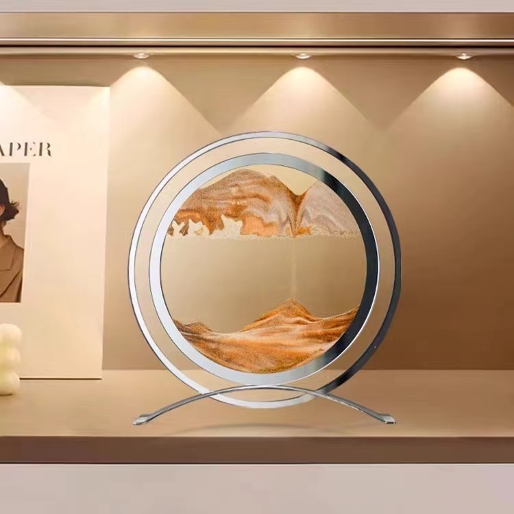 轻奢创意流沙画摆件办公室客厅沙漏高级感玻璃高档解压装饰品礼物