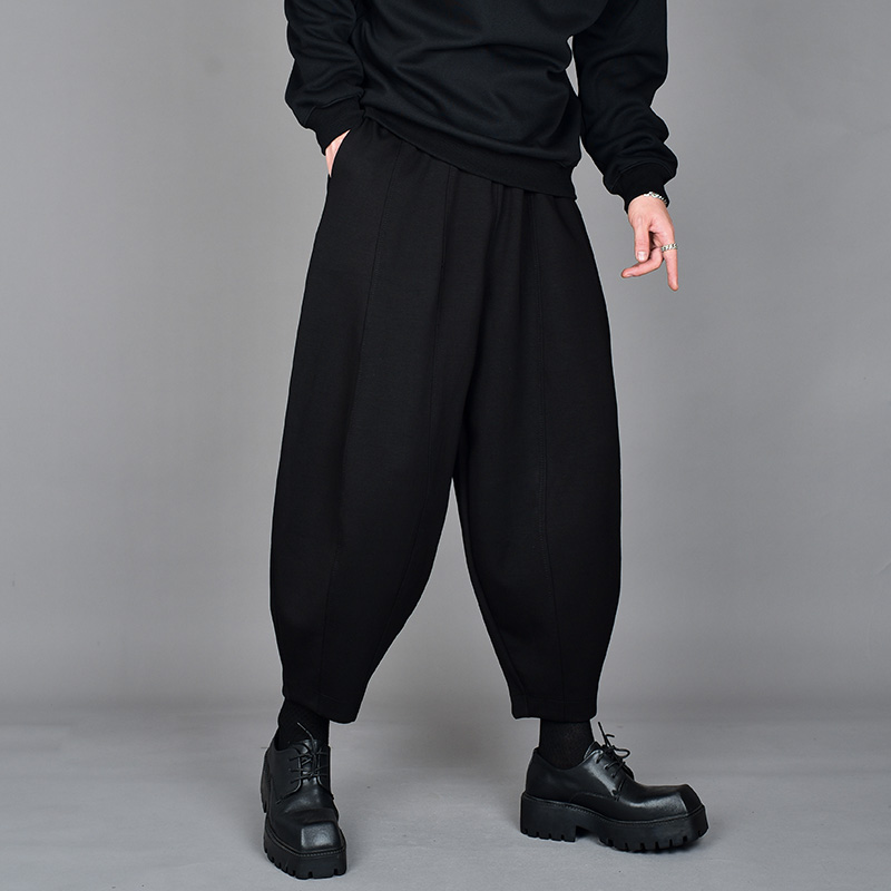 发型师男装宽松大码休闲九分裤冬季暗黑系潮流垂感百搭八分哈伦裤