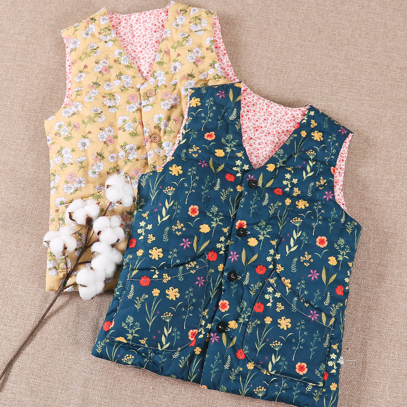 小碎花女款纯棉花手工秋冬季必备马甲