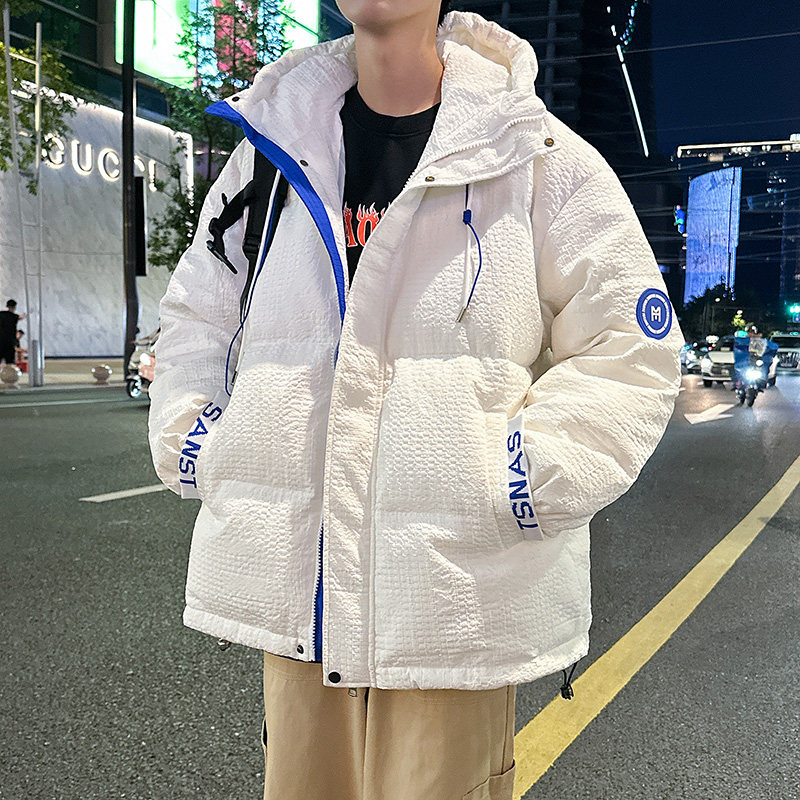 冬季新款加厚羽绒服男士休闲保暖连帽时尚潮流青年学生款白鸭绒款
