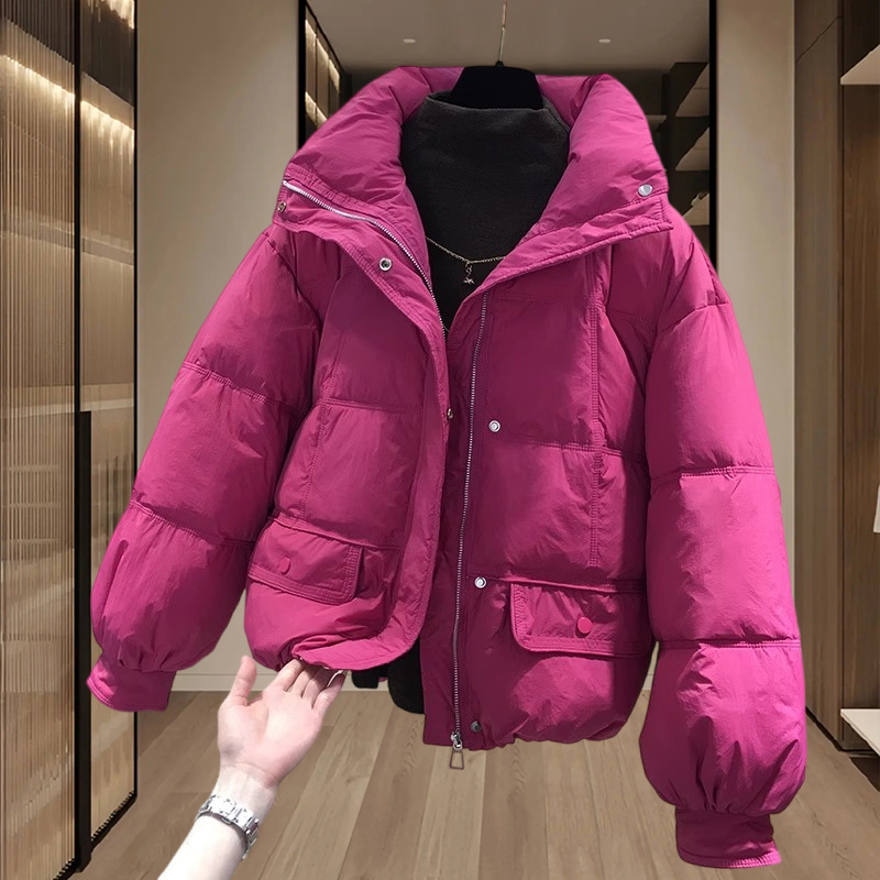 2025冬季新款胖mm大码立领开衫棉服外套流行时尚长袖保暖派克服女