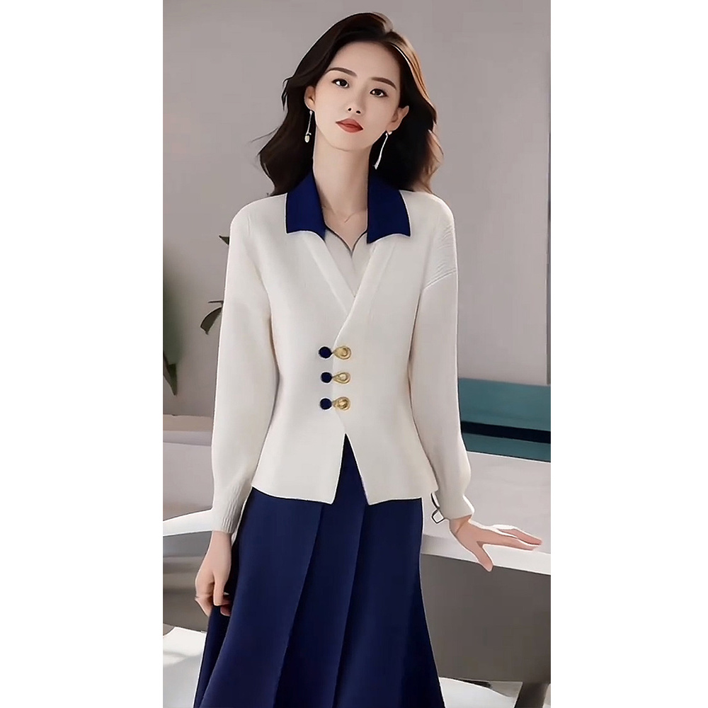 秋装女款2025新款高级感穿搭时尚针织衫设计感新中式假两件上衣服