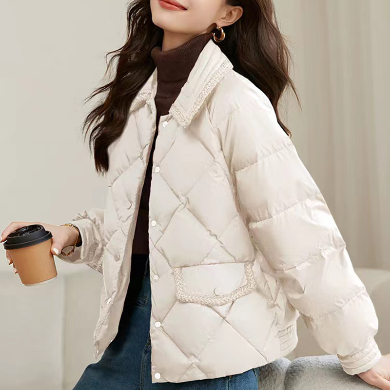 菱格短款棉服女冬季小个子宽松轻薄洋气棉衣外套女2024年新款棉袄