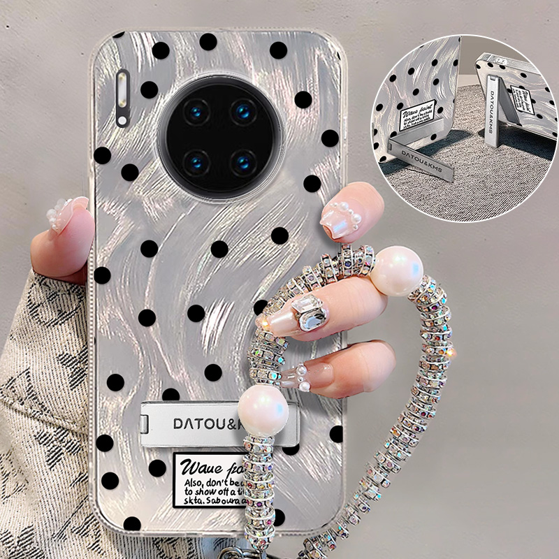 适用于【华为】Mate30Pro/E新款黑色波点高级感时尚女款羽纱壳