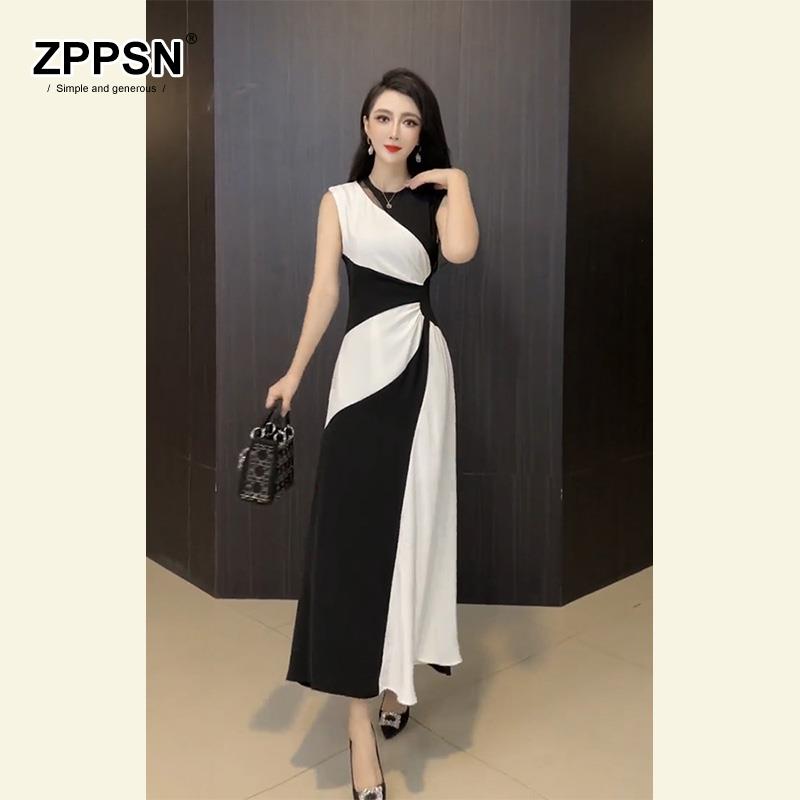 ZPPSN法式成熟御姐风气场强大质感高级感上流社会小香风撞色连衣