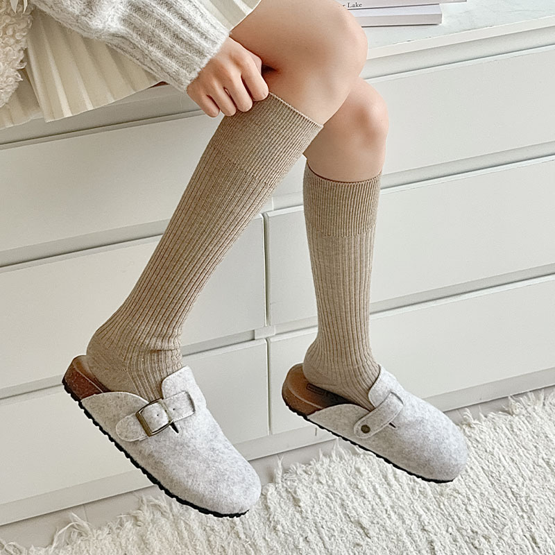 秋冬季袜子女长筒袜jk加厚保暖暖绒小腿袜简约百搭显瘦堆堆长袜子