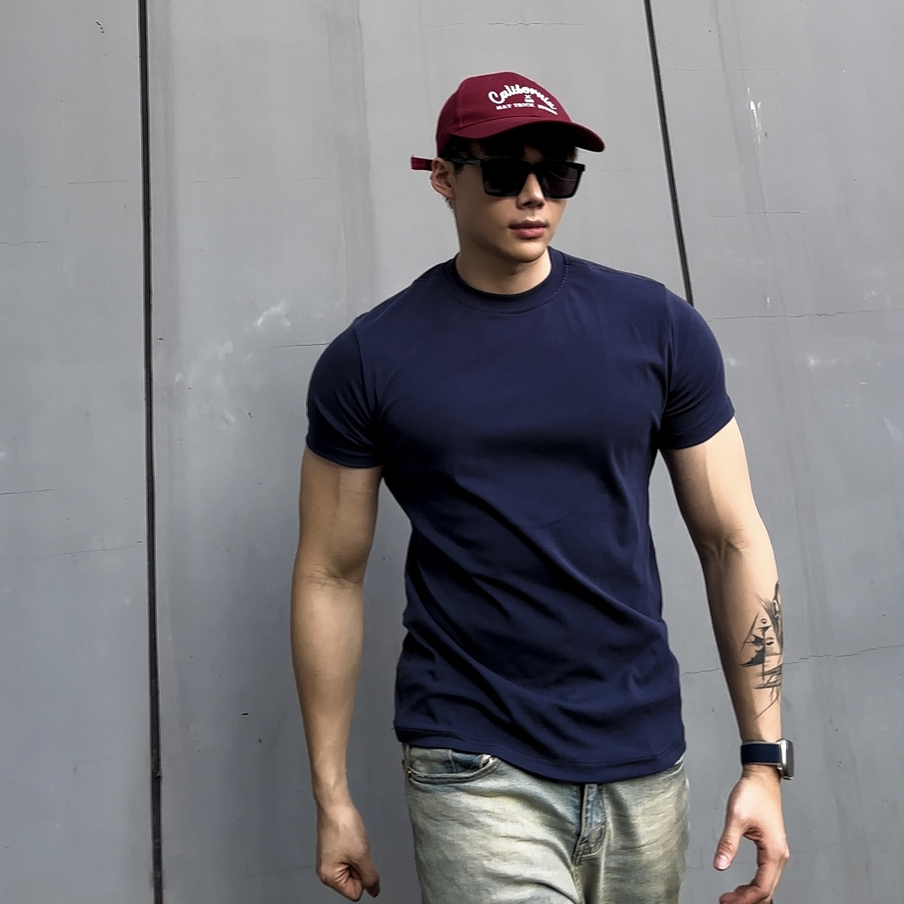 BEESTRONG 高弹赛锣棉夏季弹力男士运动休闲百搭潮流短袖简约