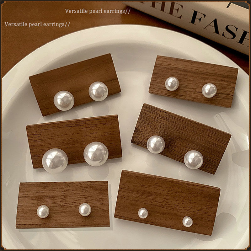 合金耳饰 施家同款耳钉法式珠珠耳环轻奢高级感复古气质通勤耳饰