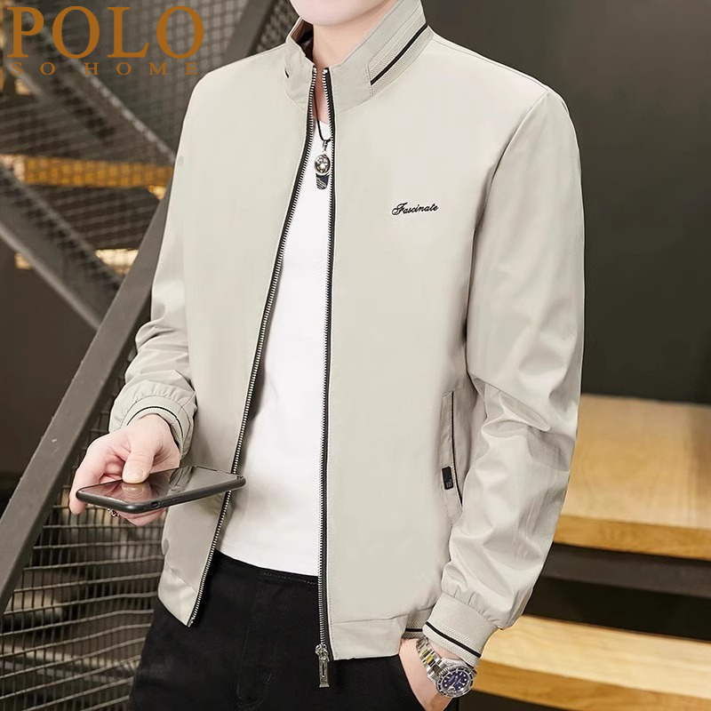 保罗夹克外套男士春秋季2024年新款中年立领卡其上衣休闲百搭男装