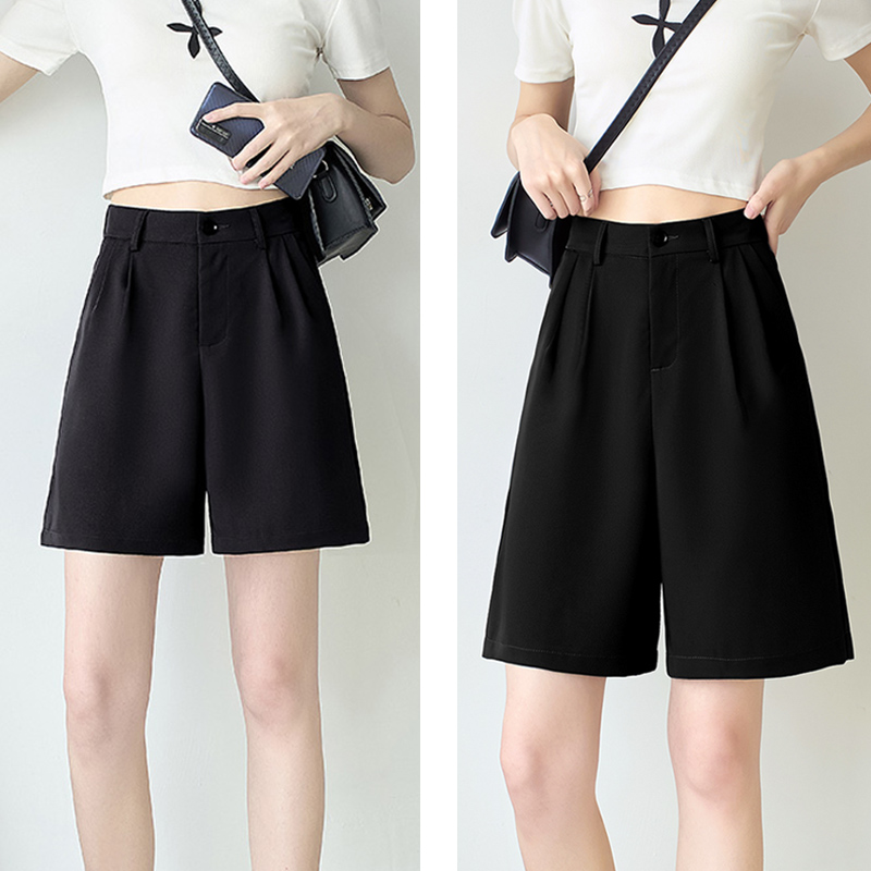 夏季西装短裤五分裤高腰a字直筒显瘦小个子百搭宽松垂感外穿大码
