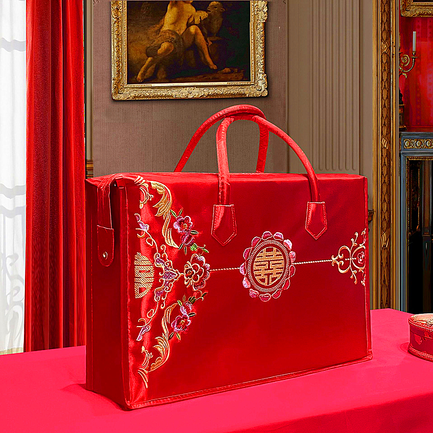 陪嫁喜庆包装袋结婚大红床单被罩四件套加厚牛津布手提喜被收纳袋
