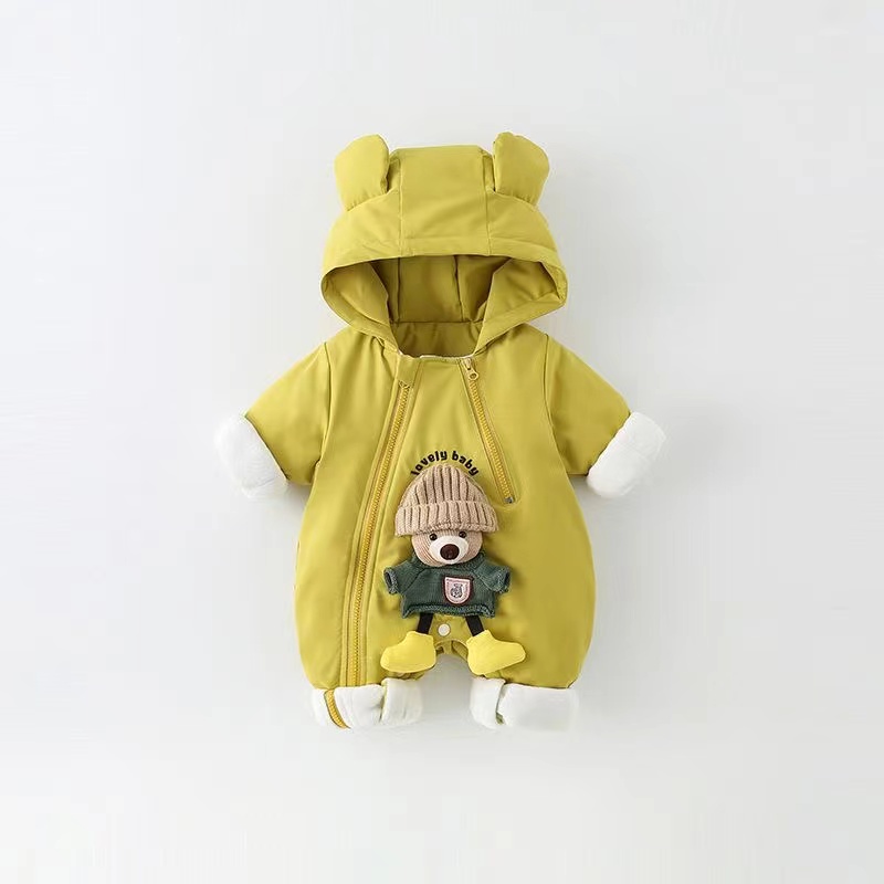 婴儿衣服冬季宝宝加厚连体衣可爱洋气爬爬服外出夹棉棉衣超萌衣
