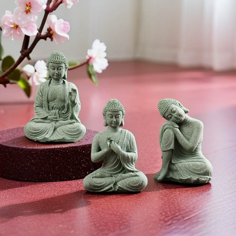 茶宠石雕鱼缸工艺品中式陶瓷茶宠家居装饰新中式佛像摆件创意禅意