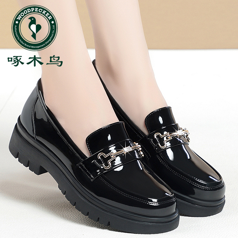 啄木鸟厚底乐福鞋女春秋款2025新款女鞋低跟夏季单鞋英伦小皮鞋