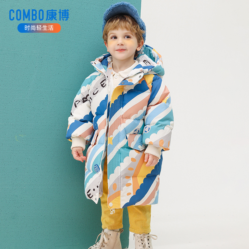 combo/康博童装2025新款羽绒服中长款加厚保暖洋气连帽羽绒服