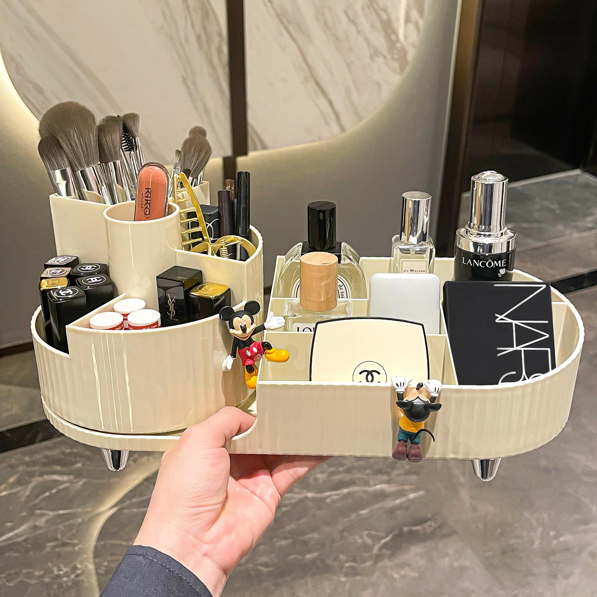 桌面旋转化妆品收纳盒梳妆台护肤品置物架子口红化妆刷眼影收纳筒