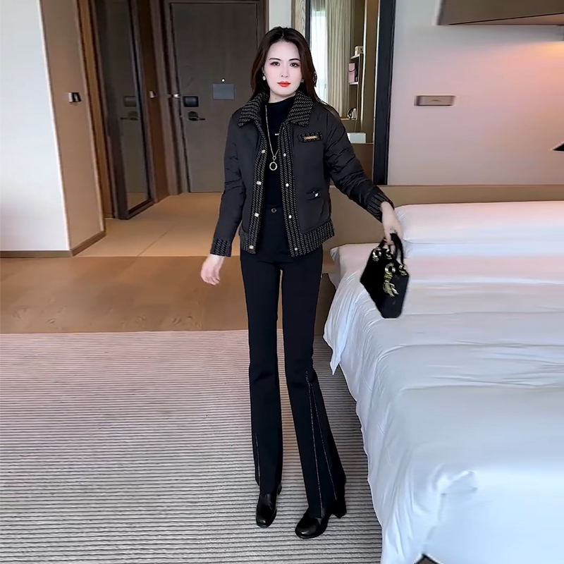 秋冬新款小香风外套洋气时尚小个子气质减龄棉服外套女