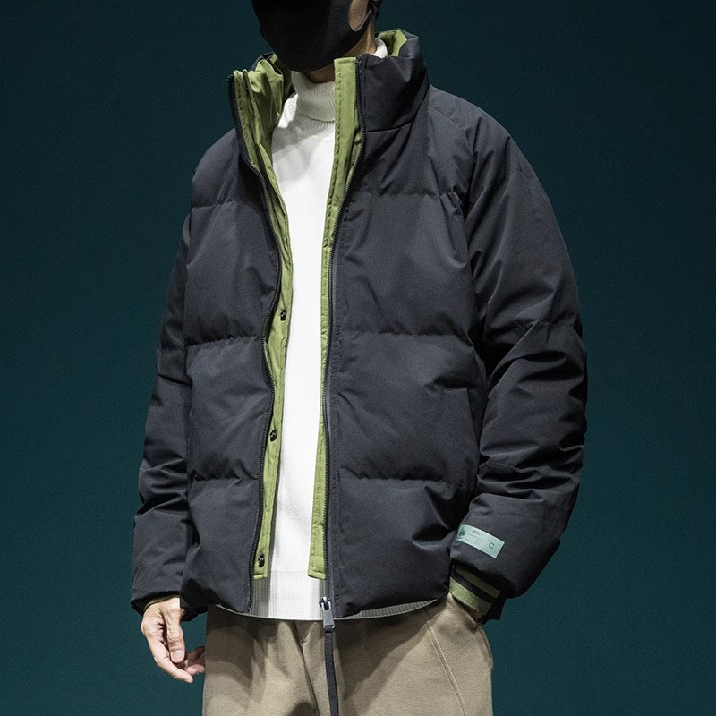 MR.MUDI/穆迪先生90%白鸭绒面包服冬加厚假两件立领羽绒服男宽松