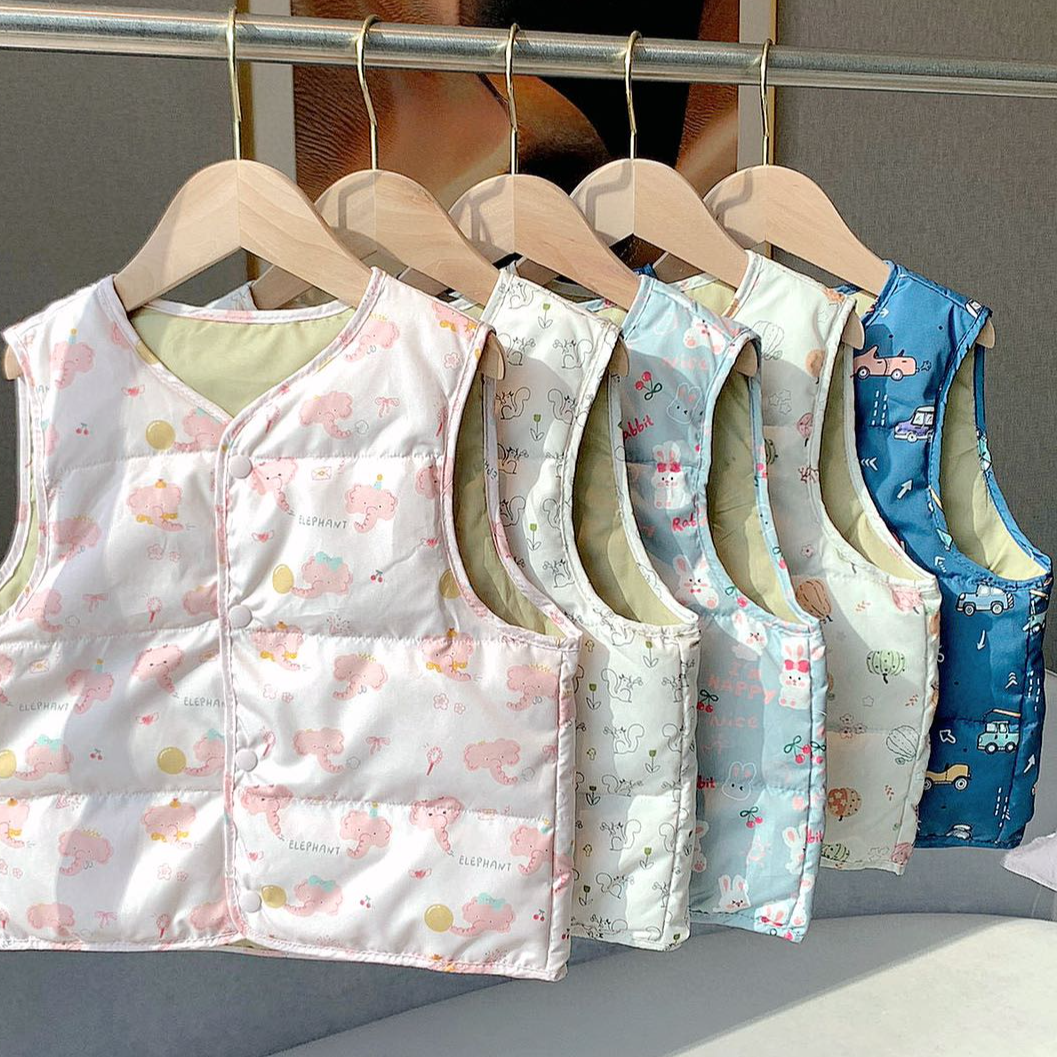 【胖胖象】白鸭绒宝宝轻薄保暖小童秋冬印花内穿儿童马甲冬季K16