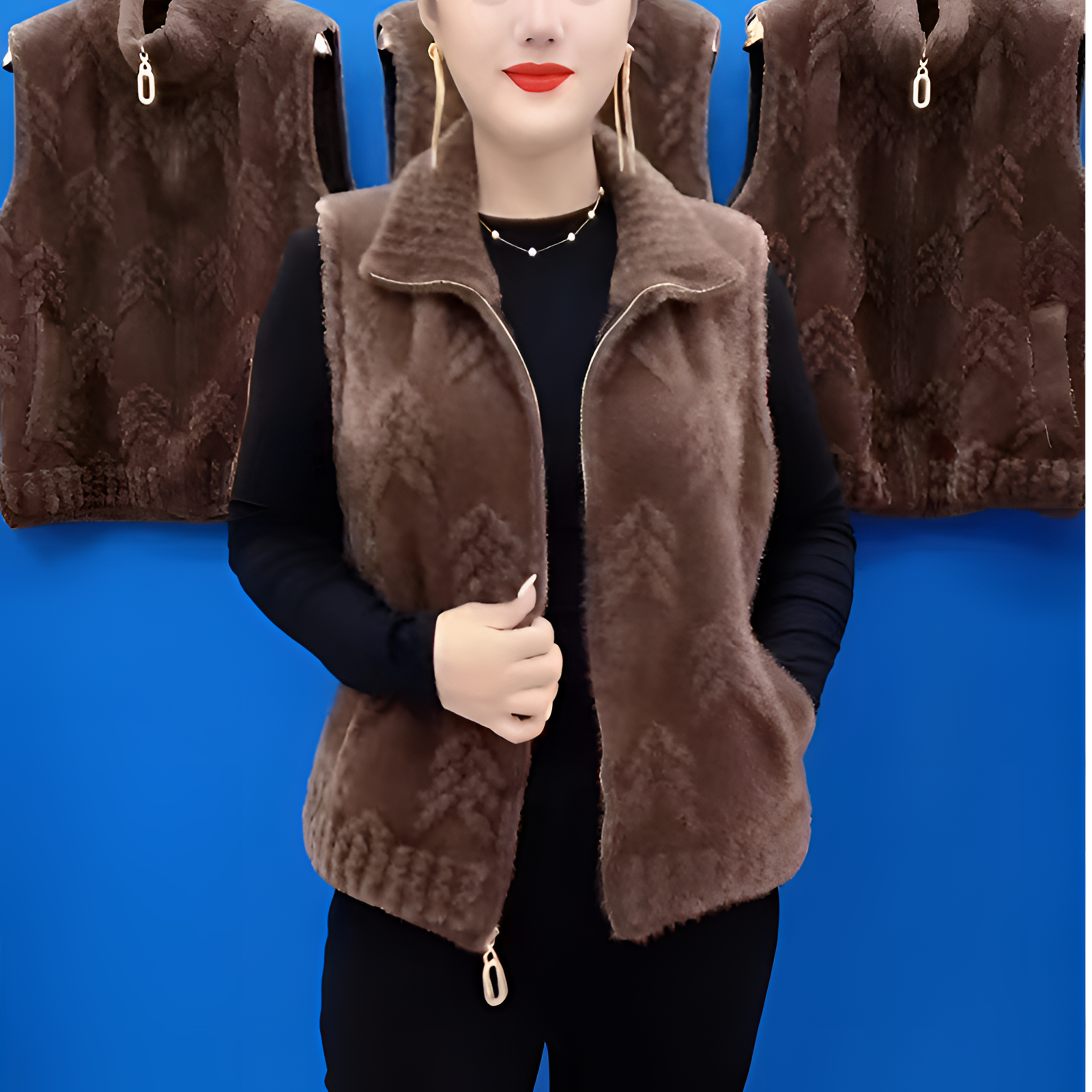 2025冬季时尚轻奢高贵水貂绒马甲时尚气质高档休闲减龄加厚保暖衫