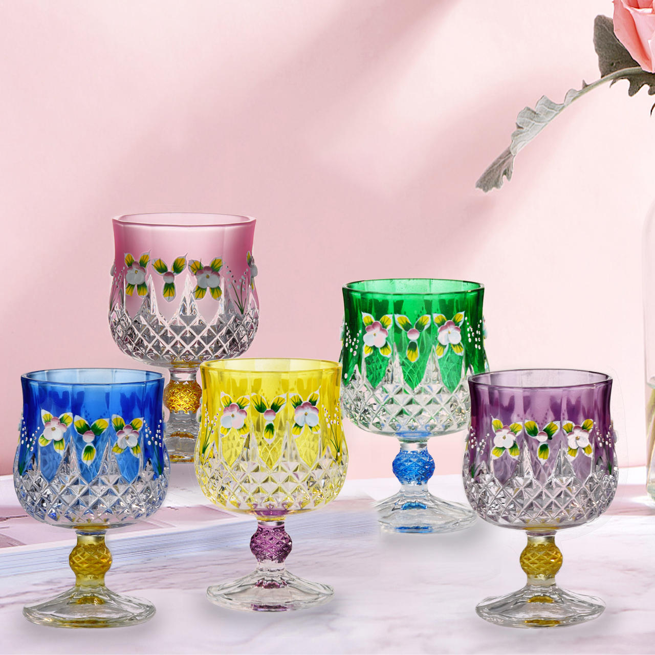 【金像】R108高档酒杯彩色创意家用高档轻奢红酒杯高脚杯网红手工