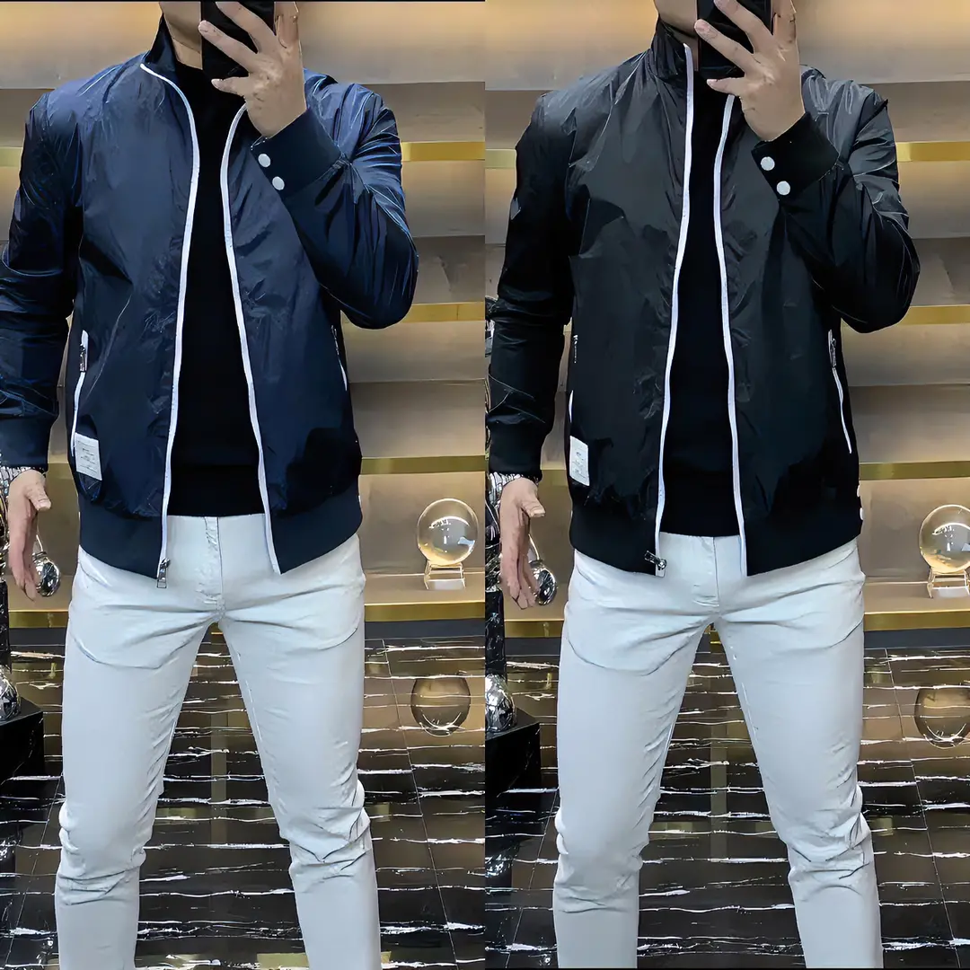 春秋季男士高品质欧货薄款时尚休闲夹克潮流百搭23017