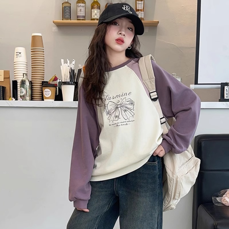 女童卫衣春秋款2024新款女大童秋冬洋气网红上衣儿童加绒长袖秋装