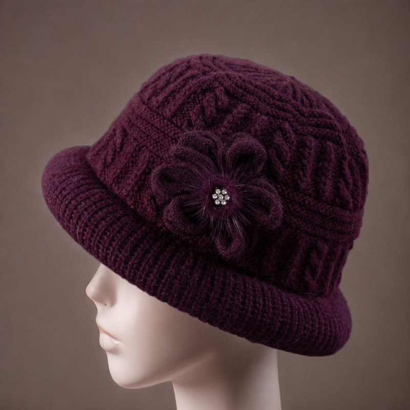 冬天保暖奶奶针织帽子中老年人毛线妈妈帽老太太毛线帽子女加绒