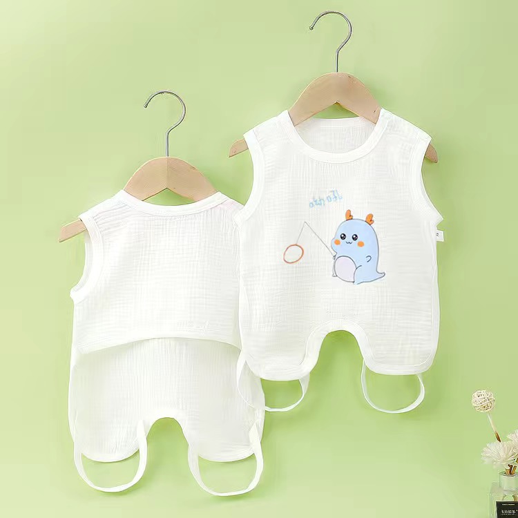 纯棉纱布婴儿肚兜夏季薄款新生儿半背肚兜男女宝宝连腿肚兜防着凉