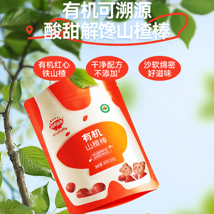 秋田满满有机山楂棒204g/85g 宝爱吃辅食休闲酸甜零食卡通造型DB