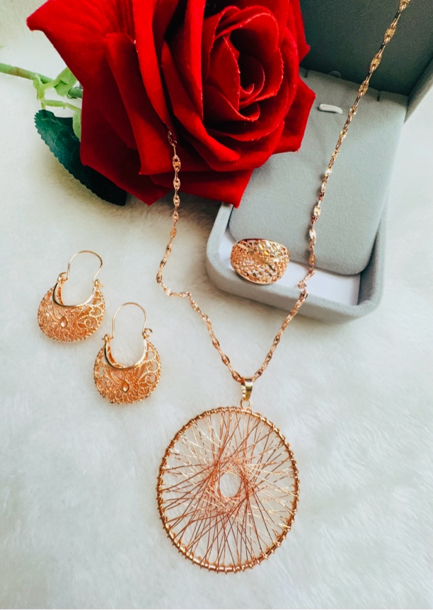 铜合金项链 parilar新款玫瑰金色时尚气质款毛衣链三件套737